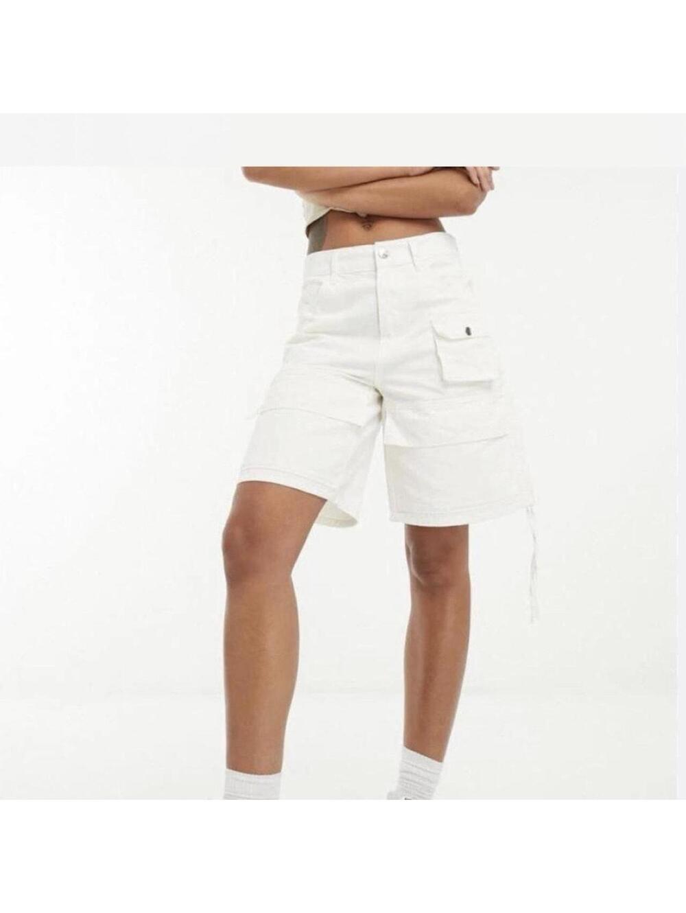 Pacsun Jordan multi pocket cargo shorts jorts in ivory offwhite. Size 27